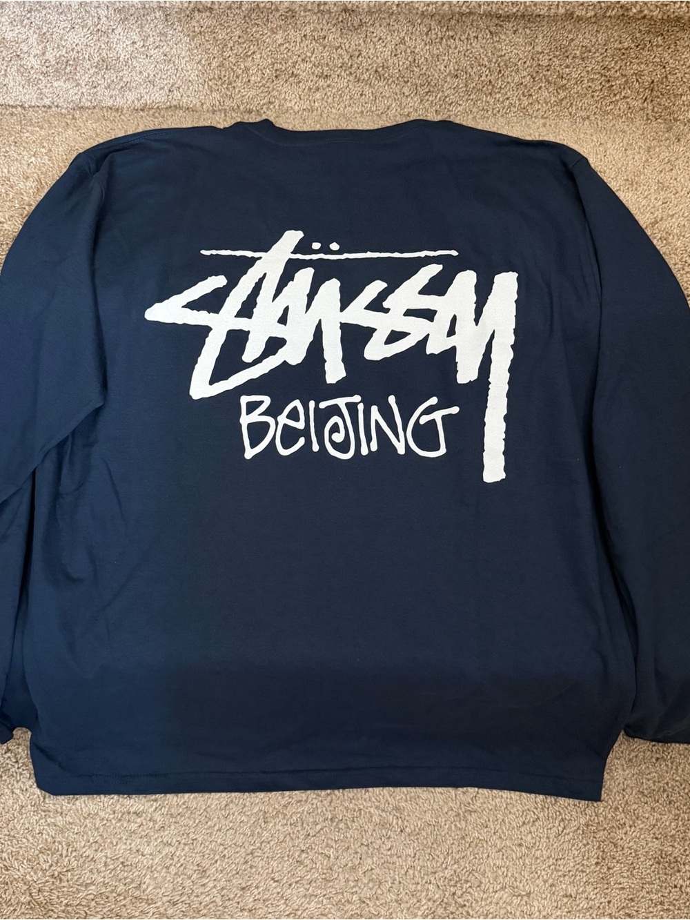 Stussy Beijing Long Sleeve Tee - Navy & White (NEW)